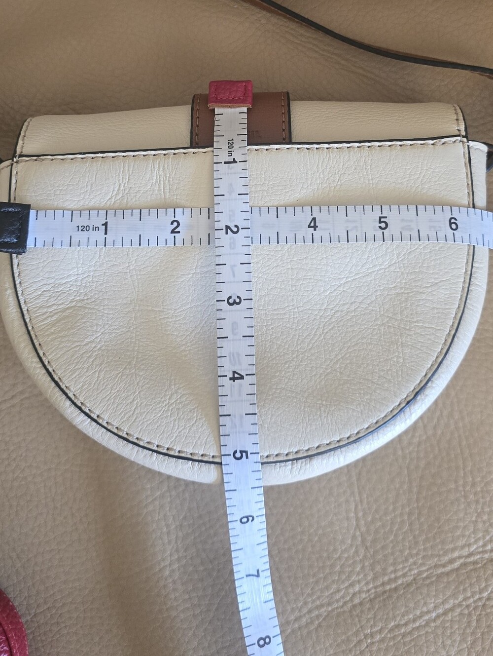 Fossil Bone Cream Leather Harwell Mini Flap Crossbody Bag Saddle Equestrian - Picture 8 of 10